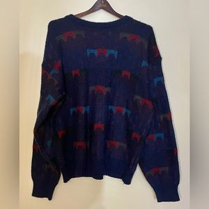 Vintage 90s Campus Geometric Knit Pullover Sweater‎ XL